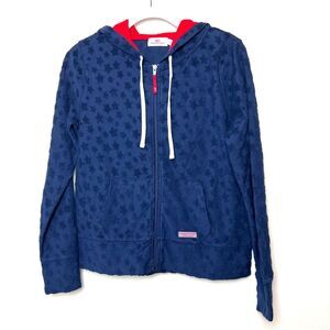 Vineyard Vines Women's Size S Star Full Zip Hoodie Navy Blue Red Preppy‎ Casual